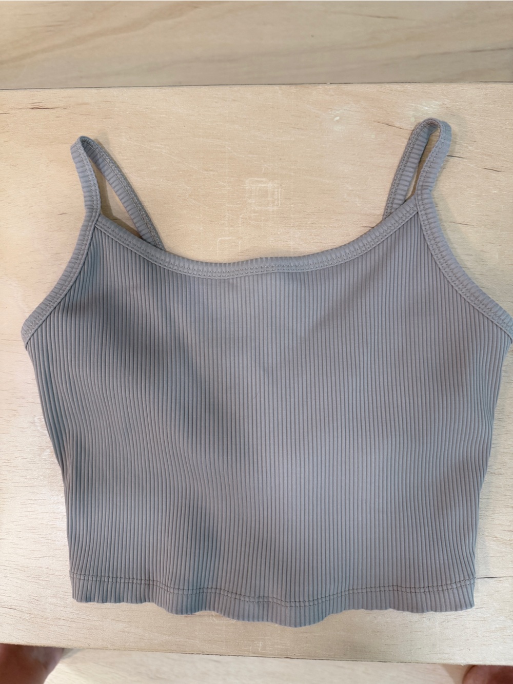Year of Ours neutral tan ribbed lined crop top size large